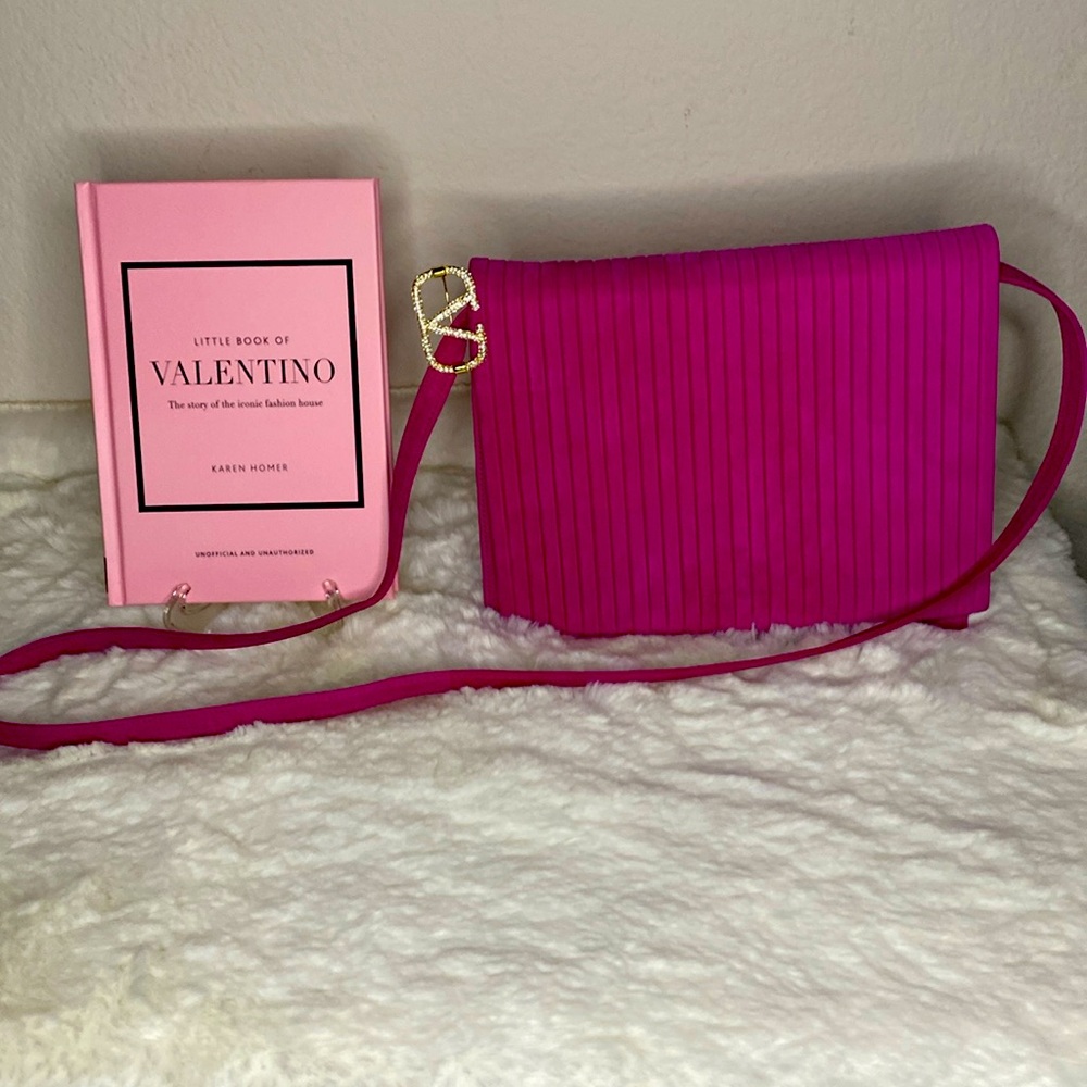 Vintage Valentino Pink Suede Flap Crossbody